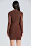 2407 Gathered V-Neck Brown Tulle Dress - 5
