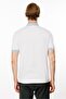 Men's Polo Collar T-Shirt with Striped Sleeves and Collar, White - 5