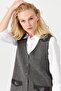 Women's V-Neck Shoulder Pocket Cover Felt Embroidered Buttoned Vest Smoked - 7