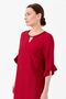 Women's Collar Chain Accessory Linen Dress Red - 6
