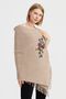 Women's Knitwear Brass Knitted Embroidered Wool Shawl Red Beige - 3