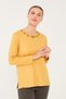Women's Crew Neck Long Sleeve Embroidered Combed Cotton Blouse Mustard - 7