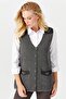 Women's V-Neck Shoulder Pocket Cover Felt Embroidered Buttoned Vest Smoked - 8