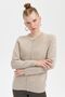 Women's Crew Neck Seamless Zippered Wool Cardigan V.Beige - 6