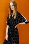 Women's Shirt Collar Pearl Buttoned Combed Cotton Dress Black/ecru - 7