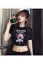 Antisocial Anime Girl Printed Black Color Crop