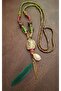 Bohemian, Zamak Plated, Leaf, Feather and Greyhound Bead Detailed Evil Eye, Women's Necklace - 2