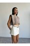 Sleeve Knitwear Blouse - Crop Length with Front Stripe Detail - 2
