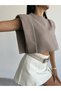 Sleeve Knitwear Blouse - Crop Length with Front Stripe Detail - 6