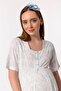 Effortt Maternity Maternity Pajama Set with Blue Dressing Gown - 5