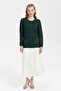 Women's Crew Neck Front Diamond Knit Seamless Wool Cardigan Green - 2