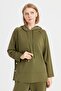 Women's Hooded Sweat with Side Snap Pockets Khaki - 6