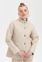 Women's Short Quilted Jacket with Snap Front and Onion Pattern in Beige - 2