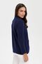 Women's Polo Collar Pocket Rose Embroidered Short Wool Cardigan Y.A Navy Blue - 7