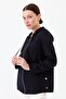 Women's Hooded Sweat with Buttons on the Sides Navy Blue - 5