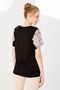 Women's Crew Neck Low Sleeve Floral Printed Combed Cotton Blouse Black - 6