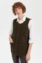 Women's Crew Neck Embroidered Short Wool Vest with Pocket A.Green - 5