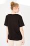 Women's V-Neck Short Sleeve Floral Printed Combed Cotton Blouse Black - 5