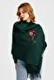 Women's Knitwear Rice Knit Embroidered Wool Shawl Green - 8