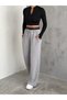 Women's Modal Fabric Wide Cut Bol Cuff Tracksuit Double Pocket Waist Detail