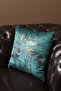 Petrol Copper Throw Pillow Cover Decorative Patterned Velvet Soft Living Room Sofa