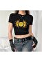 Sevunera - Sun And Moon Black Crop Top - 2