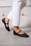Daily Wearable Black Leather Comfortable Women's Ballerinas