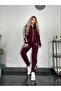 Women's Burgundy Tracksuit Set 2-Piece Embroidery Model 412
