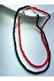 Women's Double Black & Red Color Bead Necklace - 2