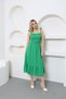 Women's Dress Summer Strap Midi Shoulder Detailed Gipeli Skirt Ruffle Dress - 4