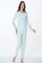 Cotton Maternity and Postpartum Pajama Set with Breastfeeding Feature – Elastic Waistband Effortt - Turquoise - 2