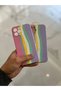 iPhone 12 Pro Max Compatible Launch Silicone Shock Absorbing Phone Case with Rainbow Color Stripe - 5