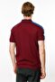 Men's Polo Collar T-Shirt with Shoulder Stripes, Burgundy - 4