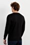 Men's V-Neck Patterned Plain Sweater Black - 5