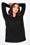Women's Silvery Sweater with Buttons on the Sides and Skirt, Black - 2