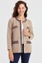 Women's Crew Neck Tasseled Square Accessory Wool Jacket Red Beige - 8