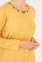 Women's Crew Neck Long Sleeve Embroidered Combed Cotton Blouse Mustard - 8