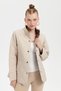 Women's Short Quilted Jacket with Snap Front and Onion Pattern in Beige - 7