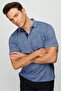 Men's Polo Neck Jacquard Short Sleeve T-shirt Navy Blue - 5