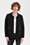 Women's Polo Collar Embroidered Short Wool Cardigan Black - 7