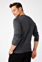 Men's Front Striped V-Neck Knitwear Sweater Smoked - 6