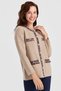 Women's Crew Neck Tasseled Square Accessory Wool Jacket Red Beige - 3