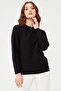 Women's Crew Neck Seamless Knitted Sweater Black - 7