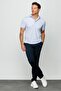 Men's Polo Neck Linen Printed T-shirt A.Blue - 4