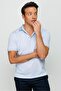 Men's Polo Neck Linen Printed T-shirt A.Blue - 2