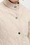 Women's Short Quilted Jacket with Snap Front and Onion Pattern in Beige - 3