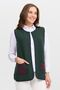 Women's Crew Neck Water Stone Bead Embroidered Short Vest Green - 7