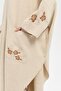 Women's Stand Collar Poncho with Embroidered Sleeves and Pockets - 8