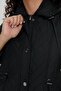 Women's Hooded Waist-Tie Short Quilted Coat Black - 5