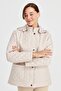 Women's Hooded Short Quilted Jacket with External Pockets Beige - 8